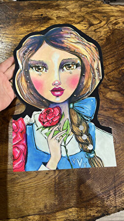 BONCUK İŞLEME KIZ ARMA DİKİŞ GİYİM KIRLET APLİKE 37X23 CM