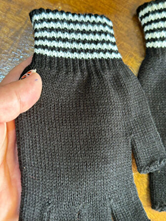 SİYAH BEYAZ TRİKO PARMAKSIZ ELDİVEN UNİSEX