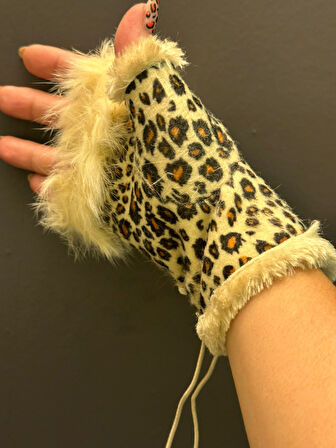 LEOPAR KÜRK PARMAKSIZZ ELDİVEN