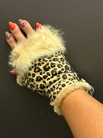 LEOPAR KÜRK PARMAKSIZZ ELDİVEN