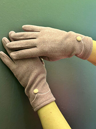 KAŞMİR DÜĞME DETAYLI DOKUNMATİK EKRAN KADIN ELDİVEN