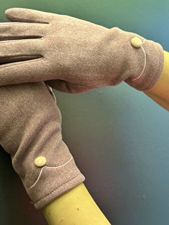 KAŞMİR DÜĞME DETAYLI DOKUNMATİK EKRAN KADIN ELDİVEN