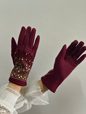 DOKUNMATİK PARMAK SU DAMLASI TAŞ İŞLEME KAŞMİR KADIN ELDİVEN STANDART