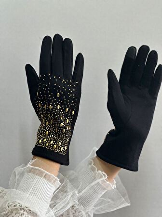 DOKUNMATİK PARMAK SU DAMLASI TAŞ İŞLEME KAŞMİR KADIN ELDİVEN STANDART