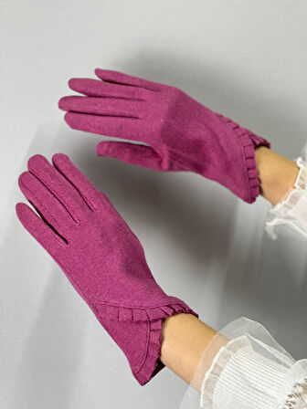 FIRFIR DETAYLI DOKUNMATİK PARMAK KAŞMİR KADIN ELDİVEN