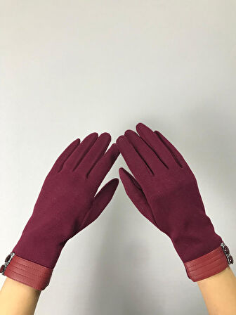 KAŞMİR DÜĞME DETAYLI KADIN ELDİVEN DOKUNMATİK PARMAK