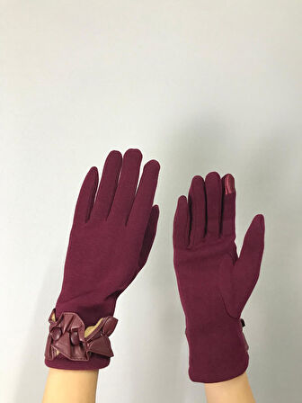 DERİ FIRFIR DETAYLI KAŞMİŞ KADIN ELDİVEN DOKUNMATİK PARMAK