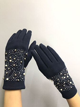 KAŞMİR TAŞ İŞLEME DOKUNMATİK PARMAK KADIN ELDİVEN