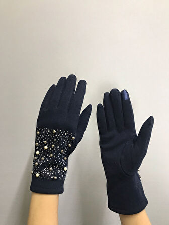 KAŞMİR TAŞ İŞLEME DOKUNMATİK PARMAK KADIN ELDİVEN