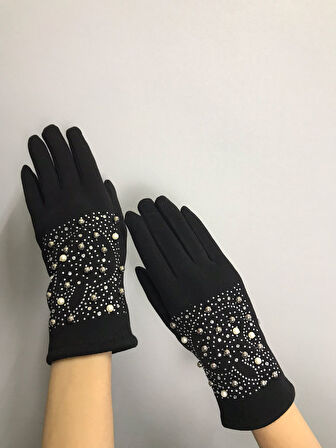 KAŞMİR TAŞ İŞLEME DOKUNMATİK PARMAK KADIN ELDİVEN