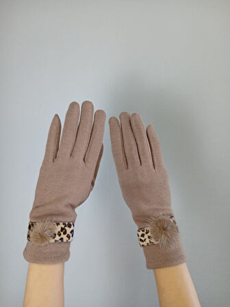 LEOPAR DESENLİ TÜĞLÜ KADIN ELDİVEN