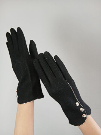 EKOSE DÜĞMELİ KAŞMİR KADIN ELDİVEN