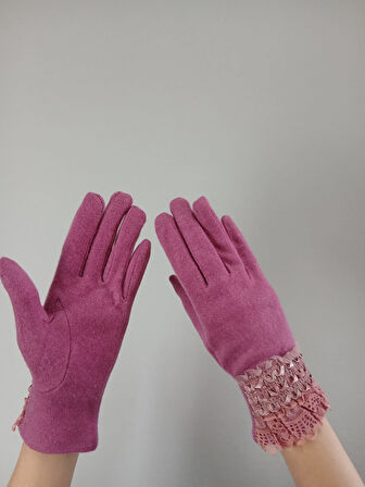PEMBE DANTELLİ YUMUŞAK KADIN ELİDVEN