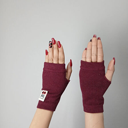 BORDO TRİKO PARMAKSIZ LİKRALI KADIN ELDİVEN