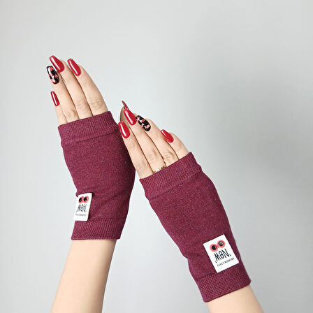 BORDO TRİKO PARMAKSIZ LİKRALI KADIN ELDİVEN