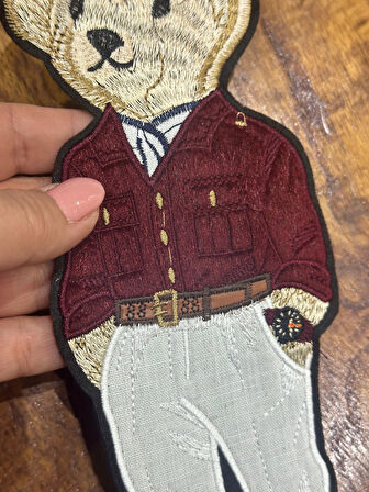 24X9 CM NAKIŞ PUNCH İŞLEME AYI ARMA DİKİŞ APLİKE