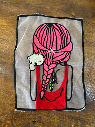 TÜL ÜZERİ DOKUMA ÖRGÜLÜ KIZ ARMA DİKİŞ AKSESUARI 26X21 CM