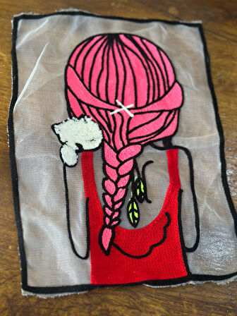 TÜL ÜZERİ DOKUMA ÖRGÜLÜ KIZ ARMA DİKİŞ AKSESUARI 26X21 CM