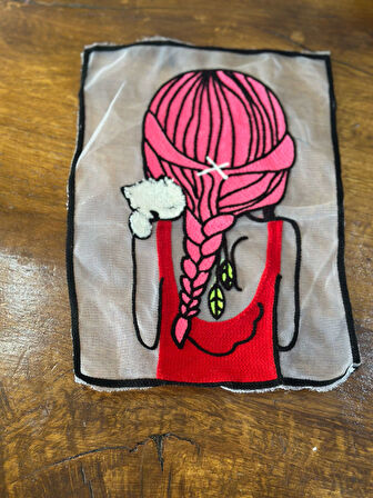 TÜL ÜZERİ DOKUMA ÖRGÜLÜ KIZ ARMA DİKİŞ AKSESUARI 26X21 CM