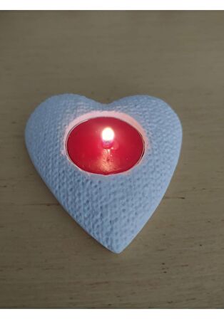 Bahat Beyaz Kalpli Tealight Beton Mumluk