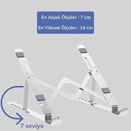 İpek Yıldızı® Ayarlanabilir Dizüstü Destek Tabanı Tamamen Katlanabilir Taşınabilir Laptop Yükseltici