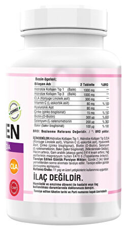 Balık Kollajen Type 1-3 Cla Biotin Çinko 180 Tablet