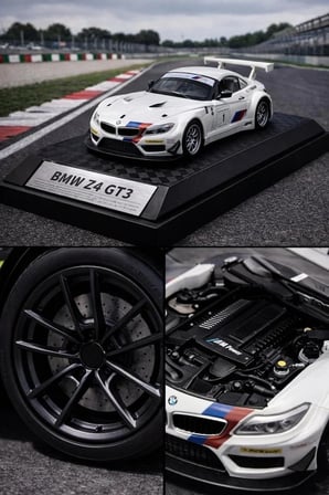BMW Z4 GT3 DİECAST MODEL ARABA BMW SPOR 1:26 ÖLÇEK KUTULU ARABA BMW Z4 GT3 SPOR MODEL ARABA BEYAZ