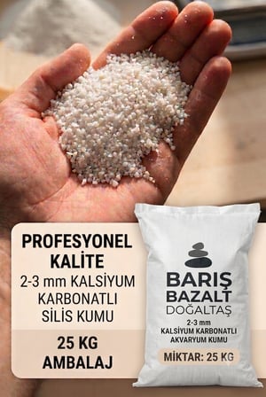 25 Kg 2-3 mm Beyaz Akvaryum Kumu Kalsiyum Karbonatlı Silis Kumu Dekoratif Akvaryum Taban Kumu