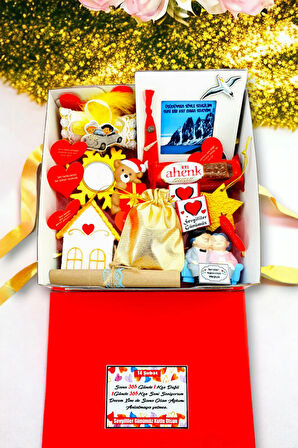 Aşk dolu kutuda 14 Şubat Sevgililer günü Hediyesi Siyah Çizgili Yaz Hediyesi Sürpriz Set 14goldbox1C