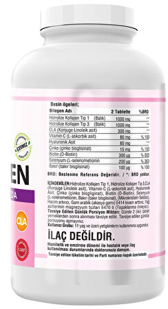 Balık Kollajen Type 1-3 Cla Biotin Çinko 300 Tablet