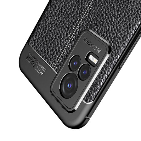 Gpack Vivo V21E Kılıf Niss Silikon Deri GörünümlüNano Glass