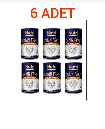 NUTRİ CANIN YABAN DOMUZU ETLİ TAHILSIZ YETİŞKİN KÖPEK KONSERVESİ 400GRX6 ADET