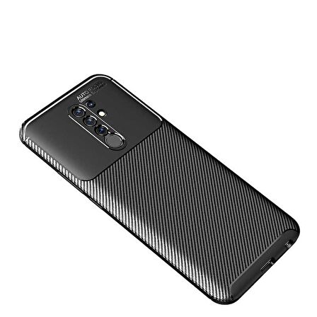 Smcase Xiaomi Redmi 9 Kılıf Negro Karbon Silikon  Nano Ekran Koruyucu