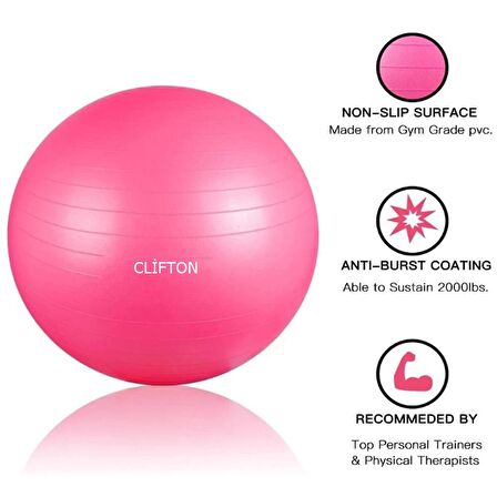 Leyaton 65 Cm Fitilli Pilates Topu Pembe Ve Pompa