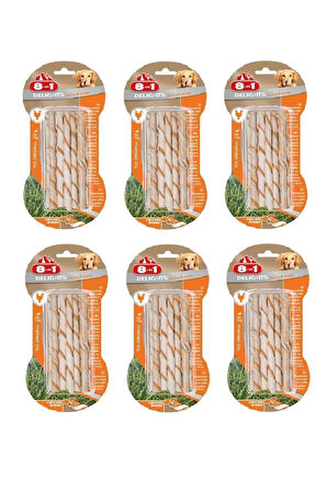 8in1 Delights Twisted Sticks Tavuklu Burgu Köpek Ödülü 55 Gr. X 6 Paket