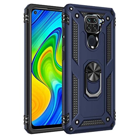 Smcase Xiaomi Redmi Note 9 Kılıf Vega Yüzüklü Tank Silikon