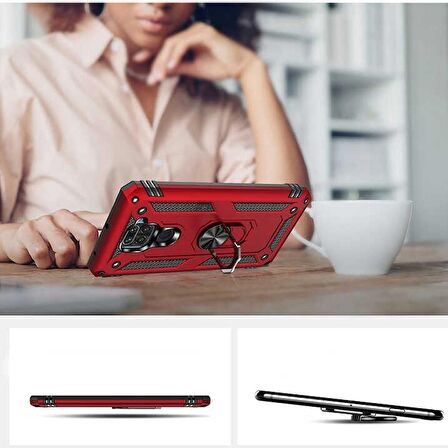 Smcase Xiaomi Redmi Note 9 Kılıf Vega Yüzüklü Tank Silikon