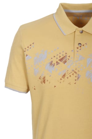 Erkek Polo Yaka Tişört Sarı Slim Fit Ribanalı %100 Pamuk Desenli T-shirt NCS JEANS 1214