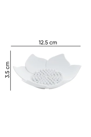 Lotus Desenli Beyaz Silikon Sabunluk Su Giderli Şık Sabun ve Sünger Tutacağı Aparatı