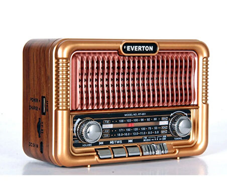 651 Şarjlı Nostaljik Görünümlü Güneş Enerjili Solar Radyo Bluetoothlu