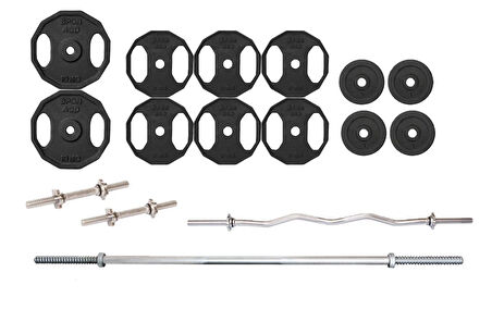 75 Kg Döküm Ağırlık Vidalı Dambıl Halter Bar Ve Z Barlı Set