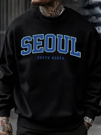 Seul Güney Kore Baskı Erkek Kazaklar Polar Hip Hop Kazak Günlük Giysiler Sonbahar Bisiklet Ya