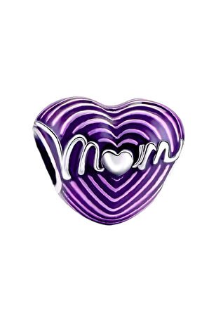 Mor Anne Kalbi Charm | 925 Ayar Gümüş