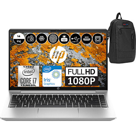 Hp Probook 440 G10 Intel Core I7 1355U 64GB 1TB SSD Intel® Iris® Xᵉ Freedos 14" FHD Taşınabilir Bilgisayar 8A567EAF11 + Weblegelsin Çanta