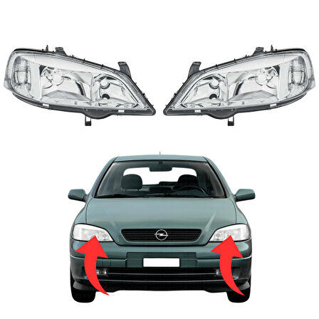 Opel Astra G Sağ (Yolcu) Ve Sol (Şoför) Far 98/04 Beyaz 1216156-1216157