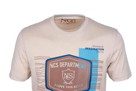 Erkek Tişört Bisiklet Yaka Bej %100 Pamuk Slim Fit Baskılı T-shirt NCS JEANS 1216