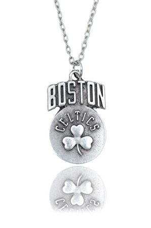 Boston Celtics Erkek Kadın Kolye Antik Gümüş Kaplama - 60 cm Düz Zincir