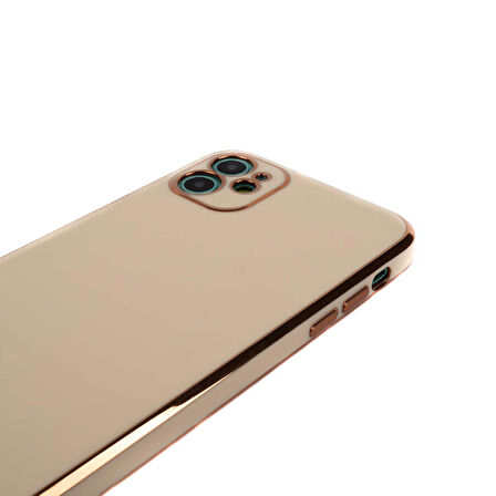 Gpack Apple iPhone 11 Kılıf Bark Parlak Silikon Renkli Kenarları Rose
