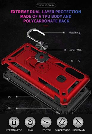 Smcase Huawei P40 Lite E Kılıf Vega Yüzüklü Tank Kapak