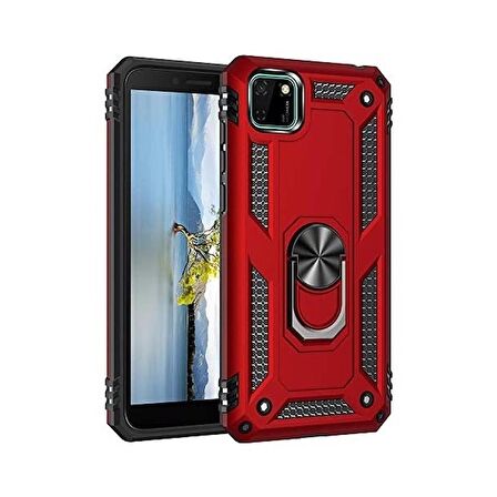 Smcase Huawei Y5P Kılıf Vega Yüzüklü Tank Kapak